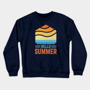 Retro Sunset Hello Summer Crewneck Sweatshirt